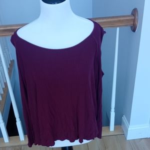 Maroon dress shirt with a matching sweater that goes on top with a lace design.